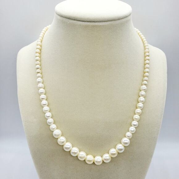 Vintage Small Full Faux Pearl Beaded Spring Ring Clasp Closure Choker Necklace - Picture 1 of 8